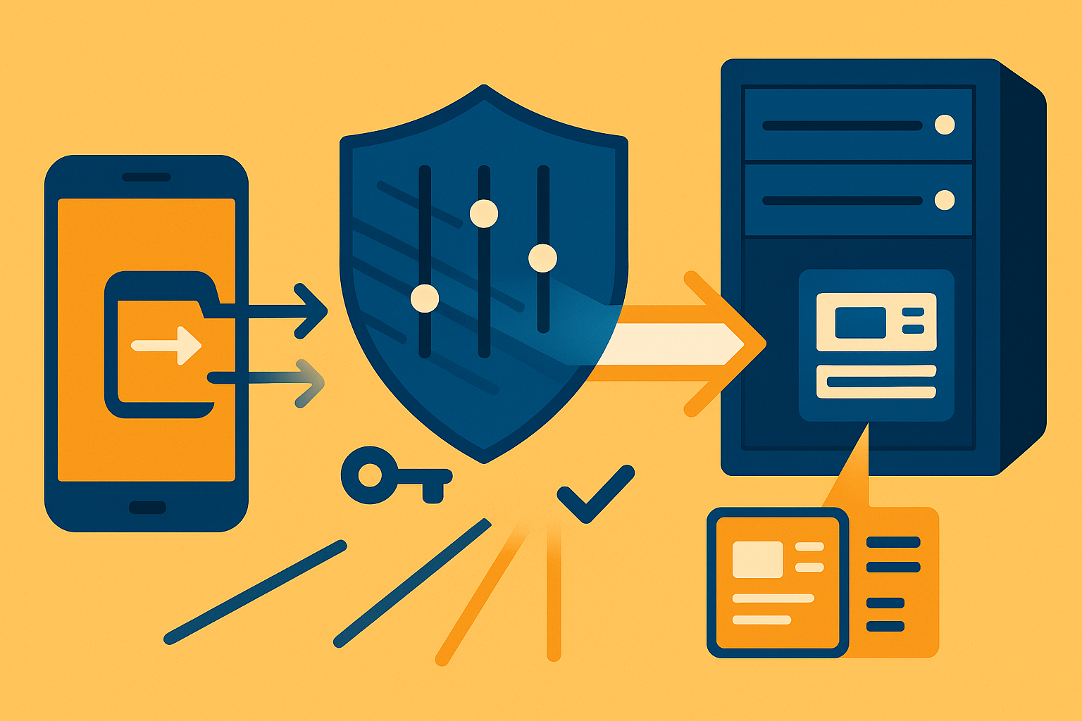 Mobiele app krijgt via een beveiligde tussenlaag beperkte toegang tot een legacy-database.