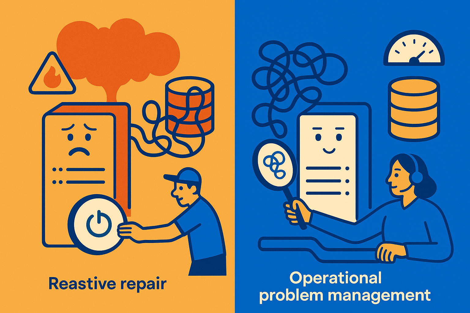 Reactieve herstart tegenover onderzoek naar de structurele oorzaak van een applicatiestoring.