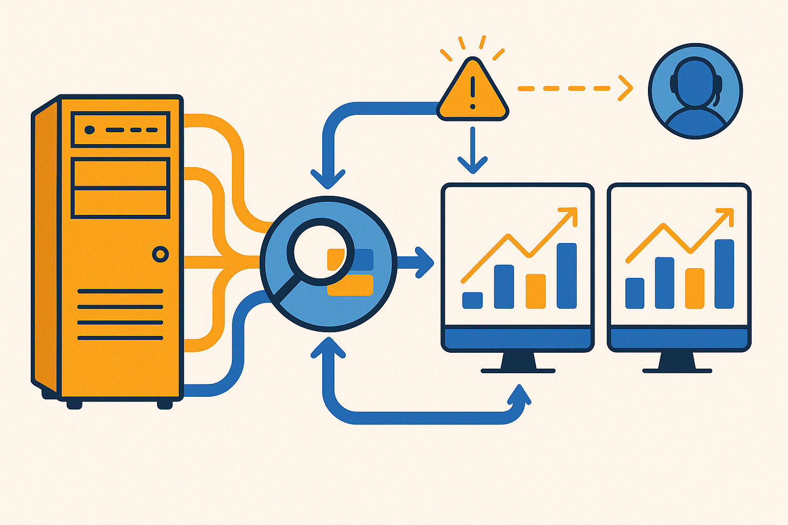 Monitoring en vergelijking van legacy-data met nieuwe BI-dashboards.