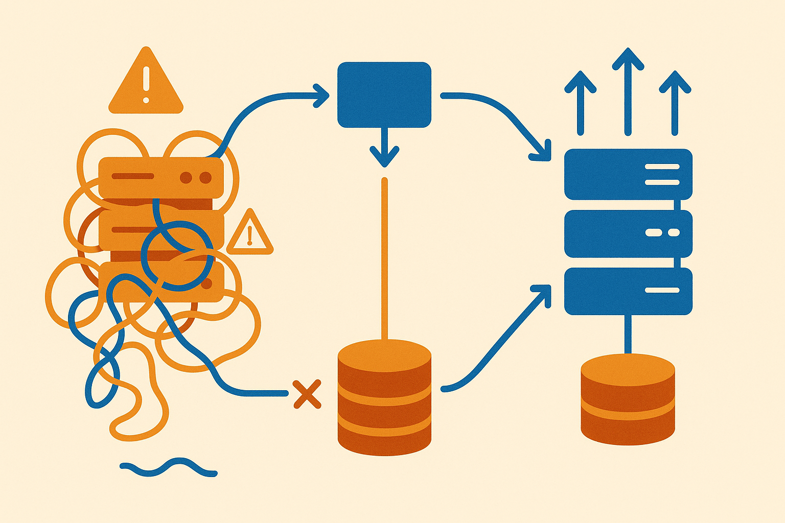 Phased transition with clear data ownership between the legacy and new application.
